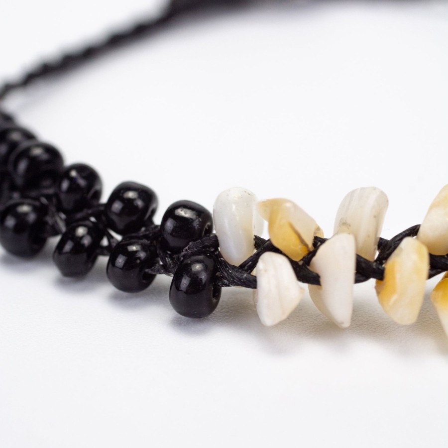 Accessories HaremPants | Agate Stones And Black Beads Bracelet In Black White