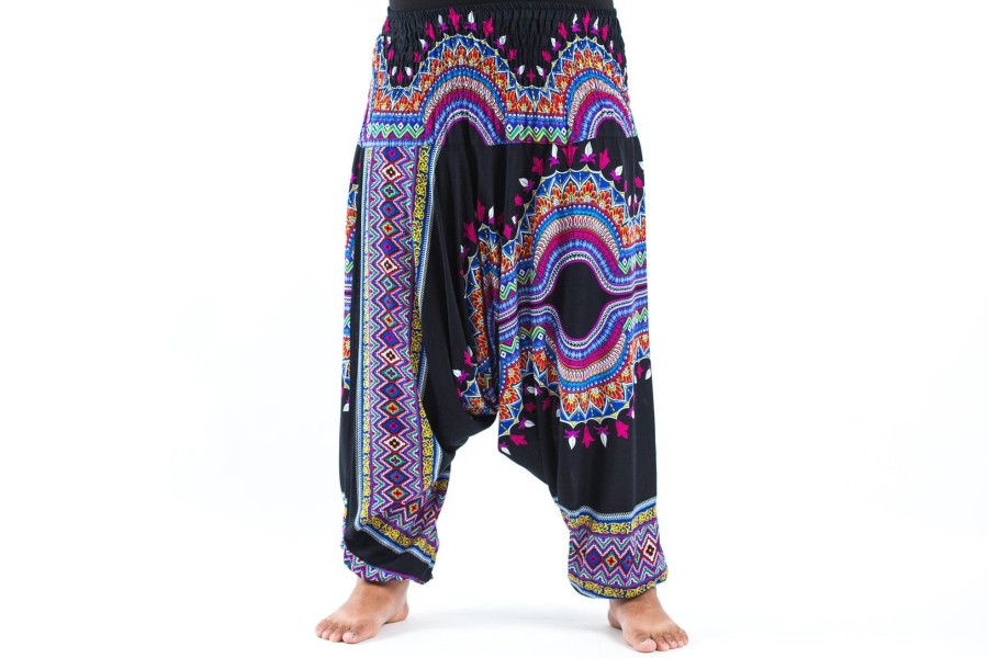 Women HaremPants | Plus Size Dashiki Prints 2-In-1 Jumpsuit Harem Pants In Black