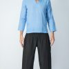 Men HaremPants | Mens Yoga Shirts Nehru Collared In Blue