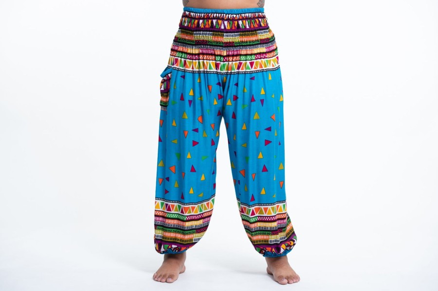 Women HaremPants | Plus Size Triangles Women'S Harem Pants In Ocean Blue