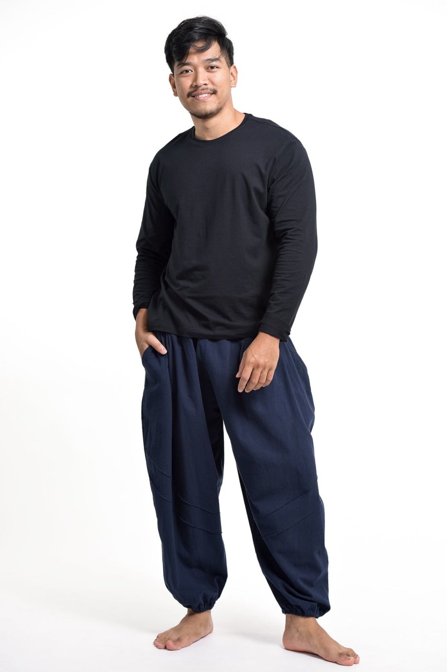 Men HaremPants | Genie Men'S Cotton Harem Pants In Navy