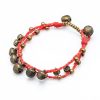 Accessories HaremPants | Brass Bell Waxed Cotton Bracelets In Red