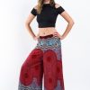 Women HaremPants | Geometric Mandalas Palazzo Style Harem Pants In Red