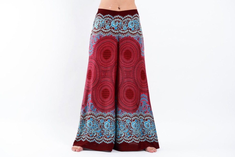 Women HaremPants | Geometric Mandalas Palazzo Style Harem Pants In Red