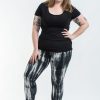 Plus Size HaremPants | Plus Size Lightning Stripes Tie Dye Cotton Leggings In Black And White Black White