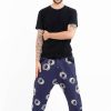 Men HaremPants | Circles Men'S Harem Pants With Faux Buttons In Navy