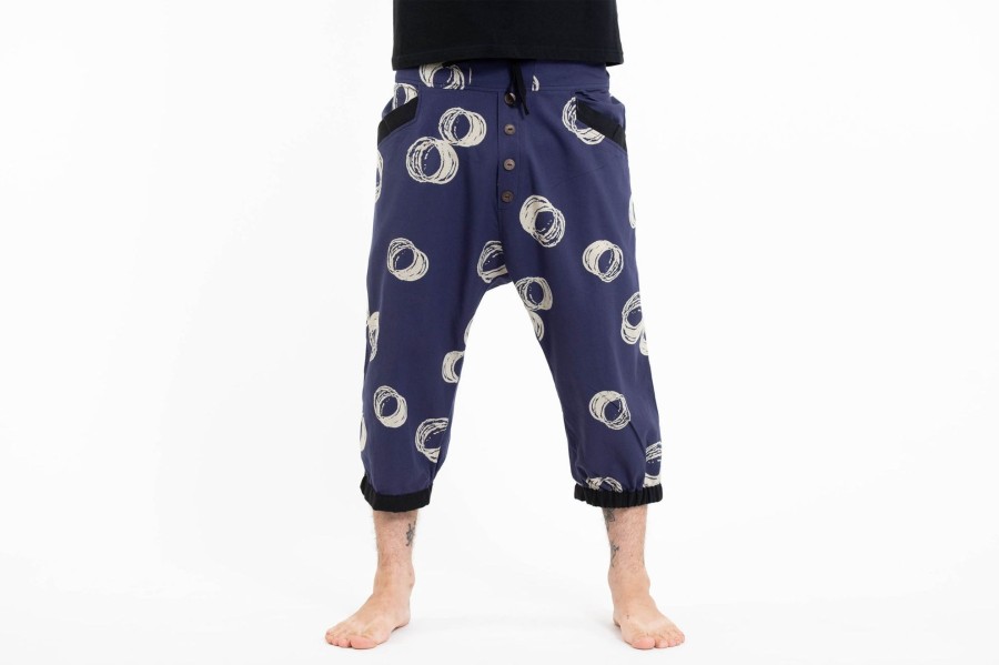 Men HaremPants | Circles Men'S Harem Pants With Faux Buttons In Navy