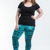 Plus Size HaremPants | Plus Size Melting Stripes Tie Dye Cotton Leggings In Turquoise