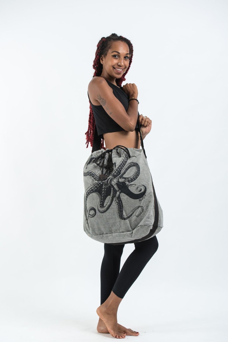 Accessories HaremPants | Octopus Drawstring Tote Bag Denim