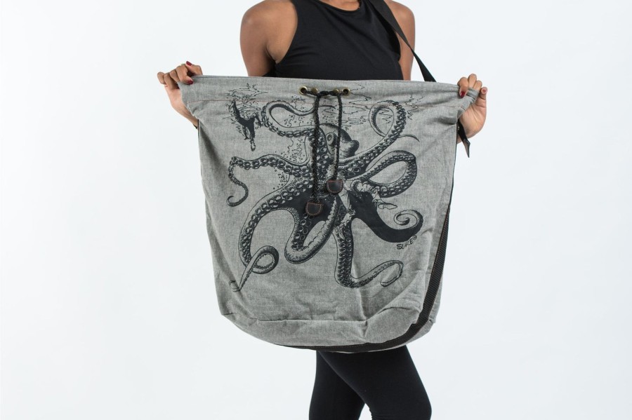 Accessories HaremPants | Octopus Drawstring Tote Bag Denim