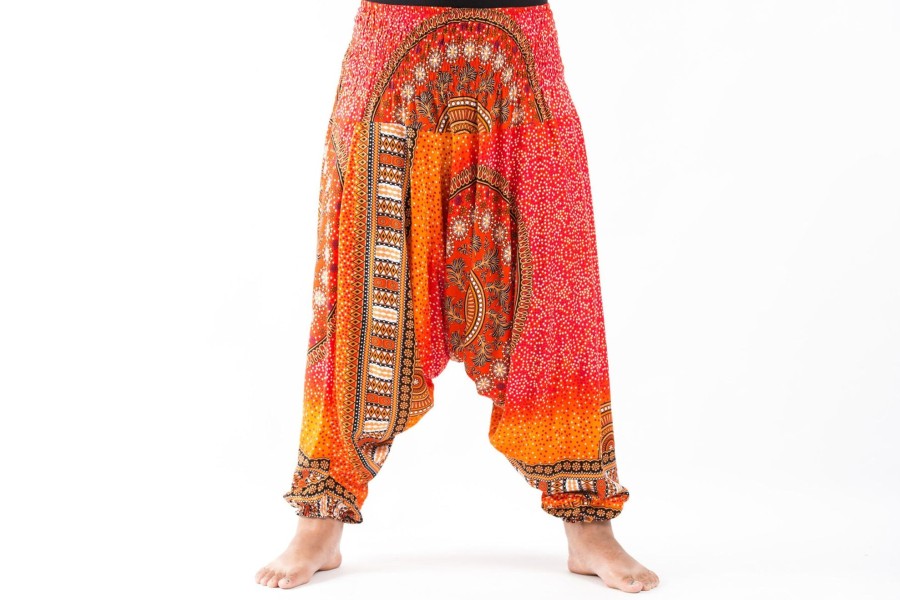 Women HaremPants | Plus Size Tribal Chakras 2-In-1 Jumpsuit Harem Pants In Orange