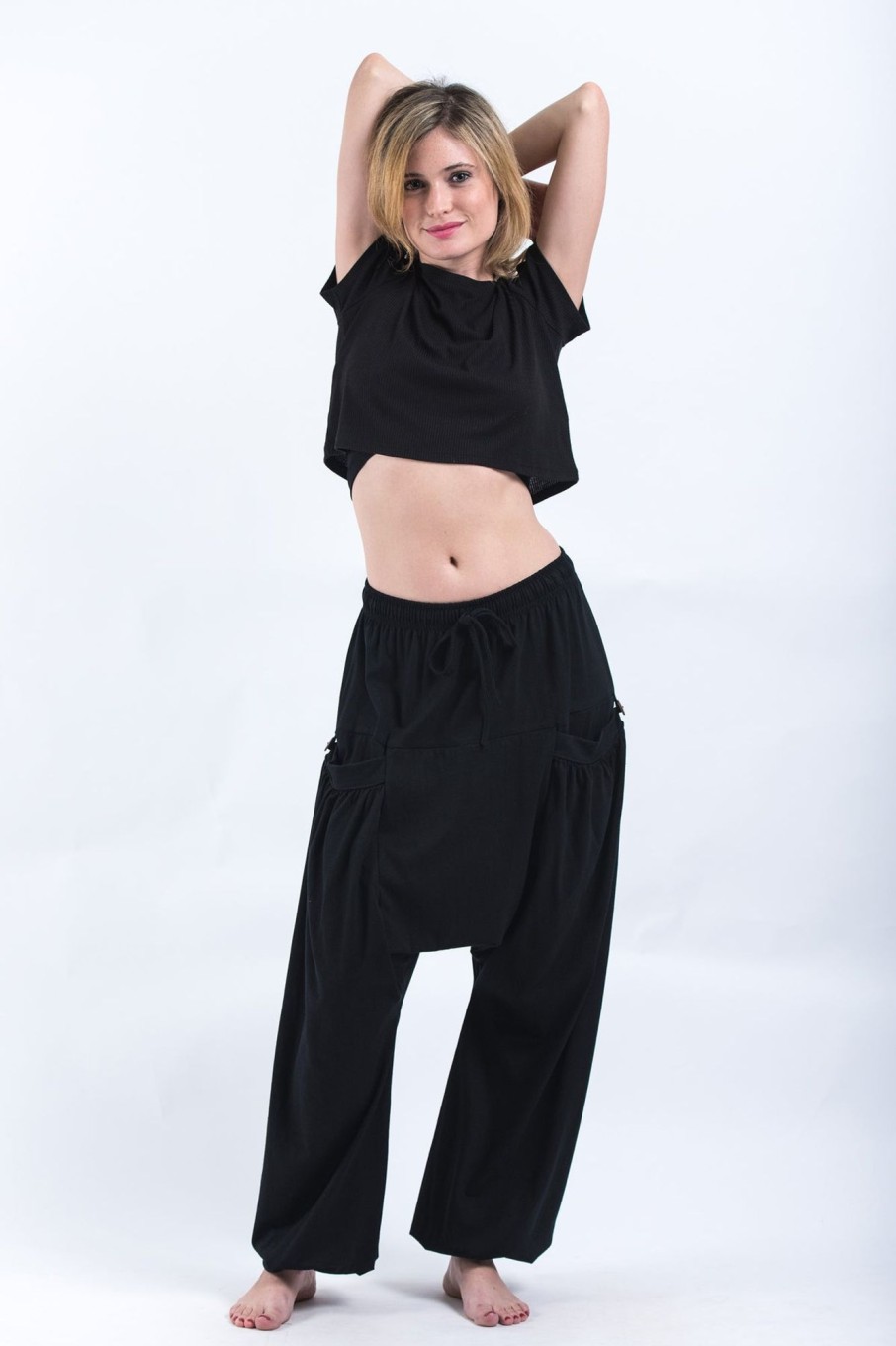 Women HaremPants | Cotton Women Harem Pants In Solid Black