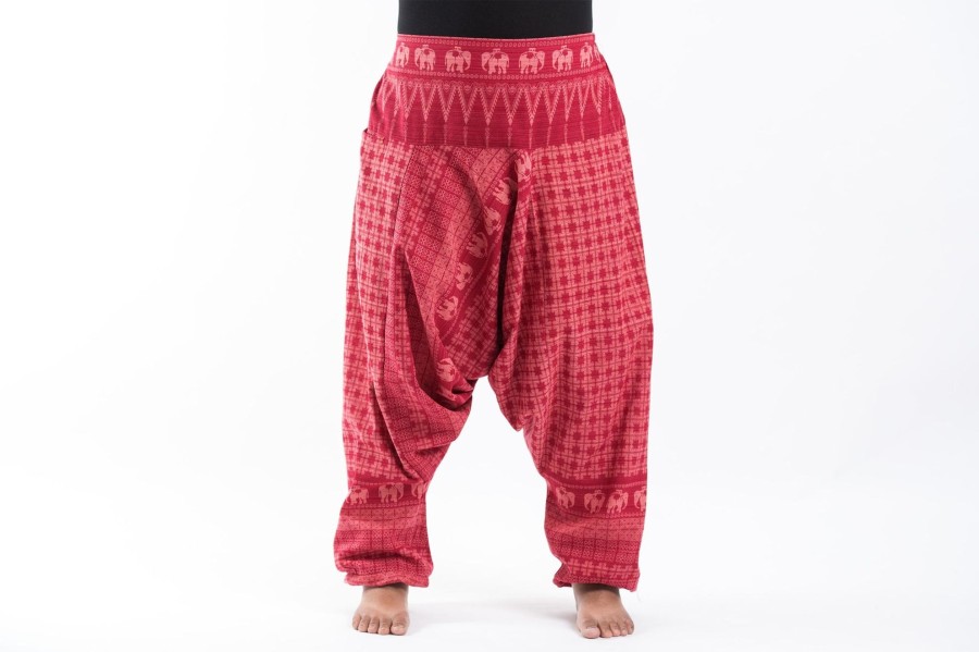 Women HaremPants | Plus Size Hill Tribe Elephant Women'S Elephant Pants In Red