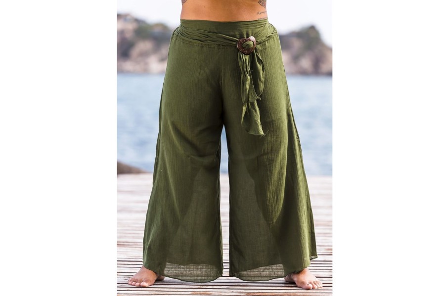 Plus Size HaremPants | Plus Size Women'S Thai Harem Palazzo Pants In Solid Green