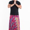 Men HaremPants | Peacock Paisley Drop Crotch Men'S Harem Pants In Pink