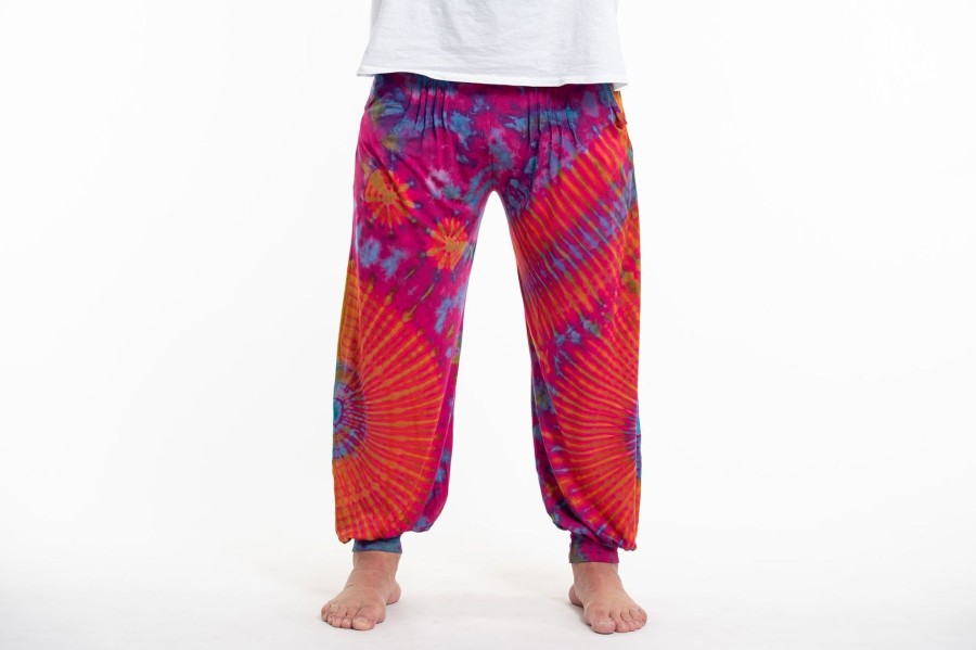 Plus Size HaremPants | Plus Size Tie Dye Cotton Men Harem Pants In Pink