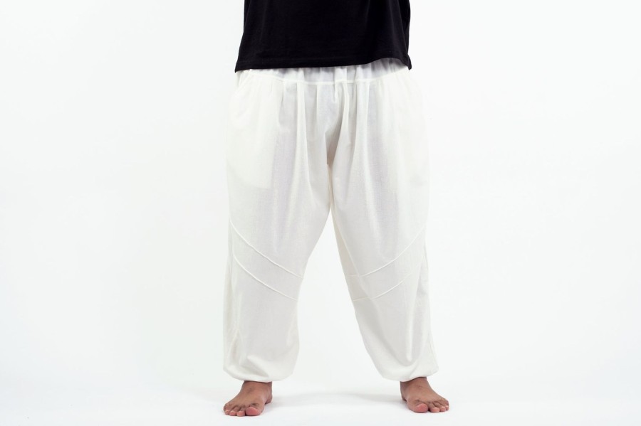 Plus Size HaremPants | Plus Size Genie Men'S Cotton Harem Pants In White