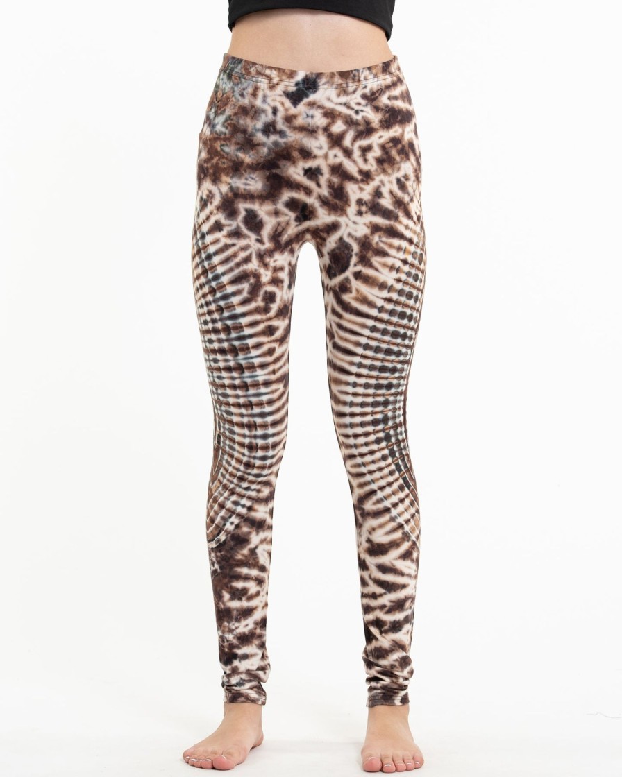 Women HaremPants | Oval Swirls Tie Dye Cotton Leggings In Brown