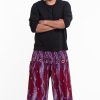 Plus Size HaremPants | Plus Size Paisley Feathers Men'S Harem Pants In Red