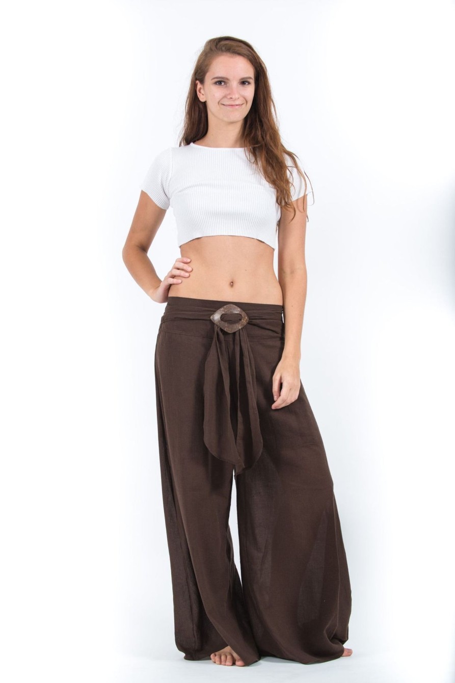 Women HaremPants | Women'S Thai Harem Palazzo Pants In Solid Brown