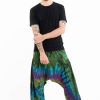 Men HaremPants | Tie Dye Cotton Men Harem Pants In Green Blue