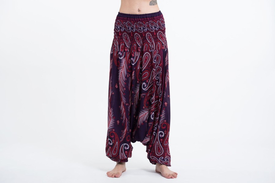 Women HaremPants | Paisley Feathers 2-In-1 Jumpsuit Harem Pants In Purple