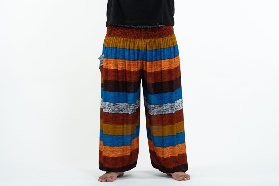 Plus Size HaremPants | Plus Size Boho Striped Men'S Harem Pants In Rust