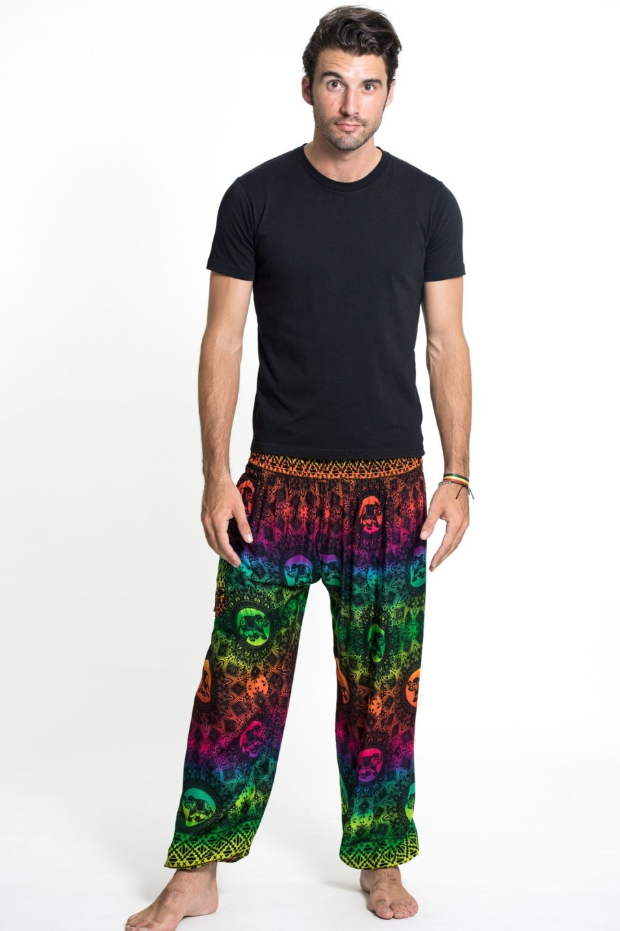 Men HaremPants | Rainbow Elephant Men'S Elephant Pants In Green