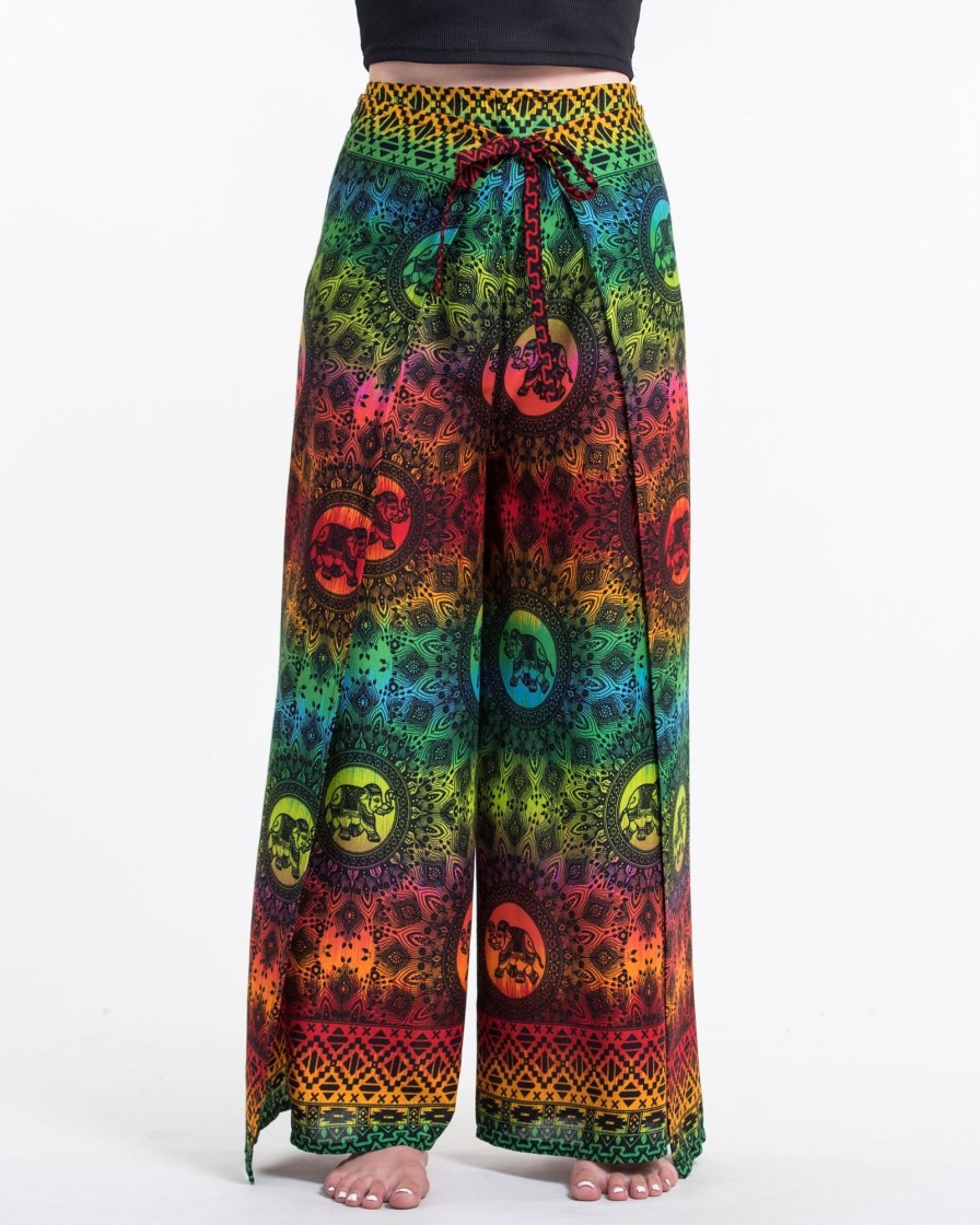 Women HaremPants | Rainbow Elephant Wrap Palazzo Style Elephant Pants In Orange