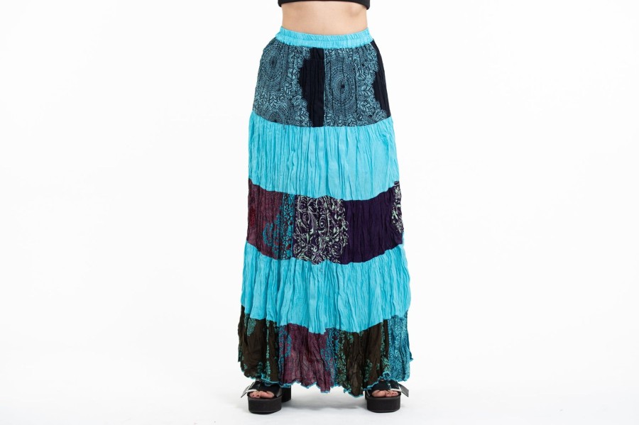 Women HaremPants | Patchwork Long Skirt In Blue