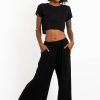 Women HaremPants | Wide Leg Palazzo Harem Pants Cotton Solid Black