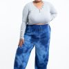 Women HaremPants | Plus Size Tie Dye Drawstring Women'S Yoga Massage Pants In Blue