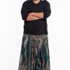 Plus Size HaremPants | Plus Size Paisley Feathers Drop Crotch Men'S Harem Pants In Green