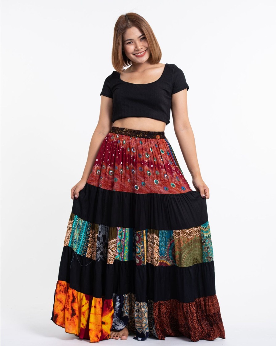 Women HaremPants | Patchwork Long Skirt In Black