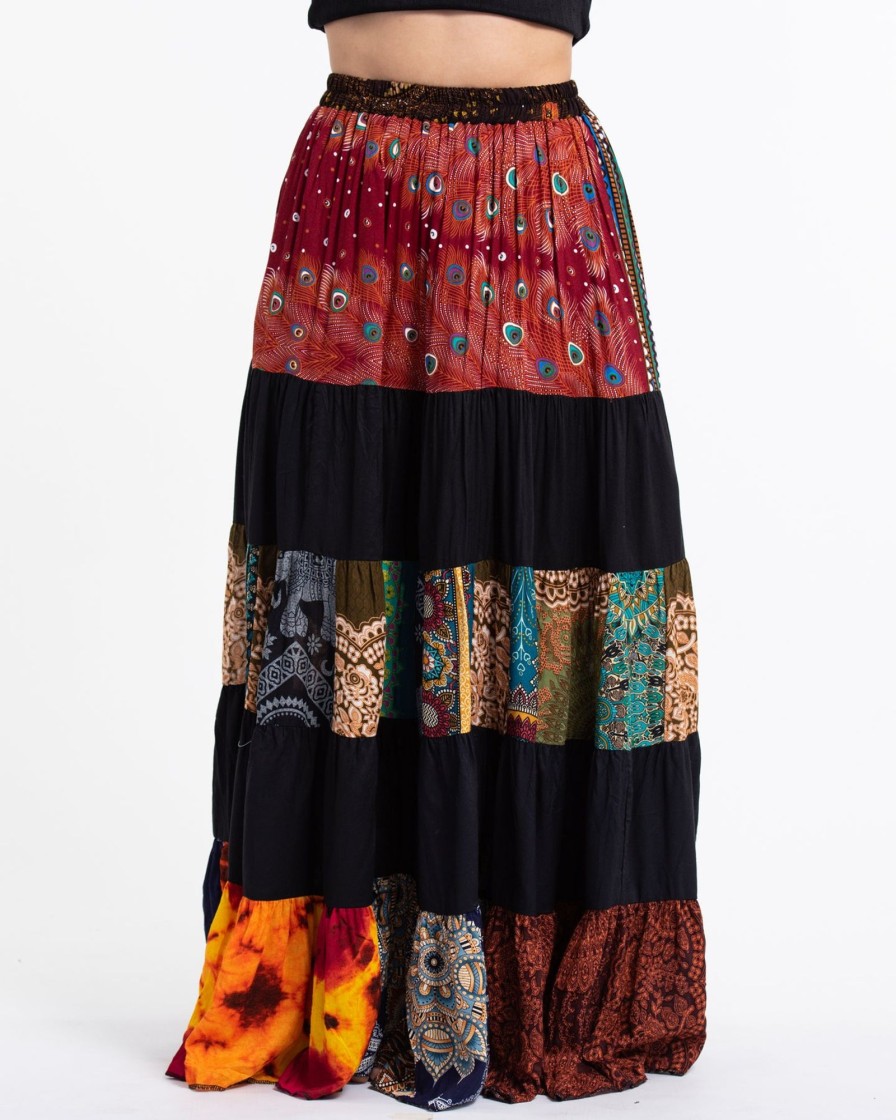 Women HaremPants | Patchwork Long Skirt In Black