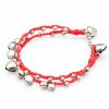 Accessories HaremPants | Silver Color Bell Waxed Cotton Bracelets In Red