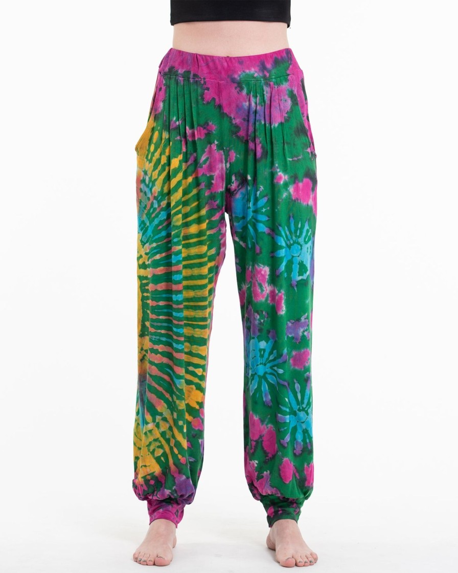 Women HaremPants | Tie Dye Cotton Women Harem Pants In Green