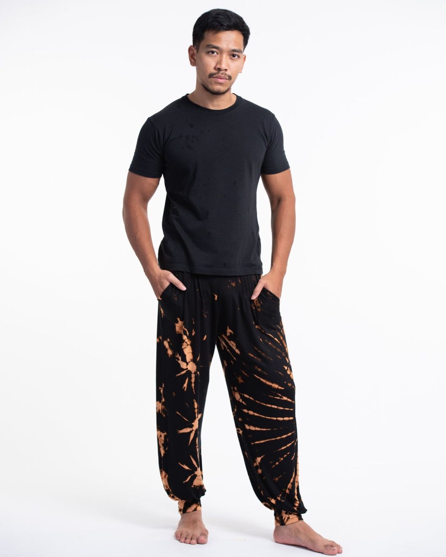 Men HaremPants | Tie Dye Cotton Men Harem Pants In Black Orange Black / Orange