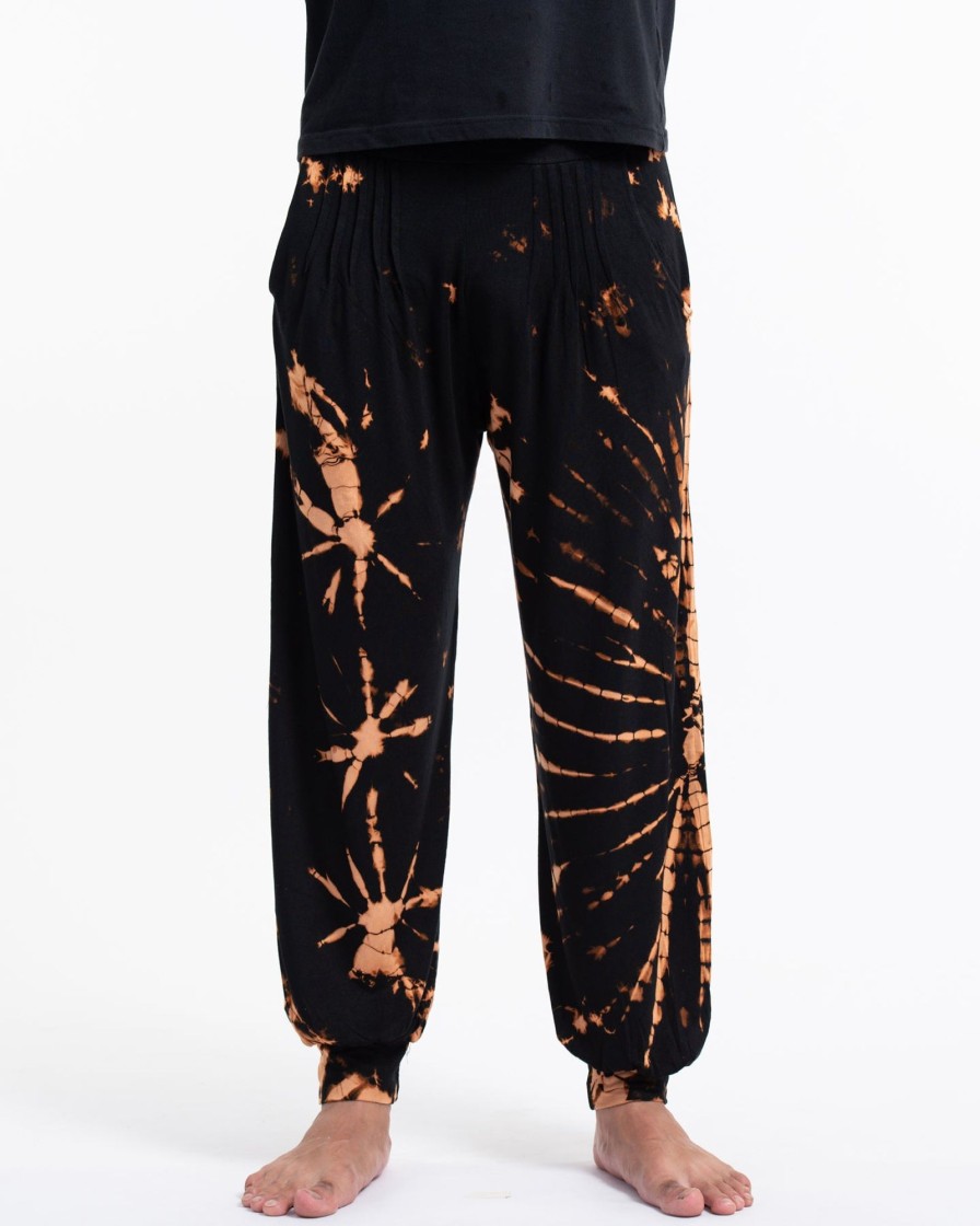 Men HaremPants | Tie Dye Cotton Men Harem Pants In Black Orange Black / Orange