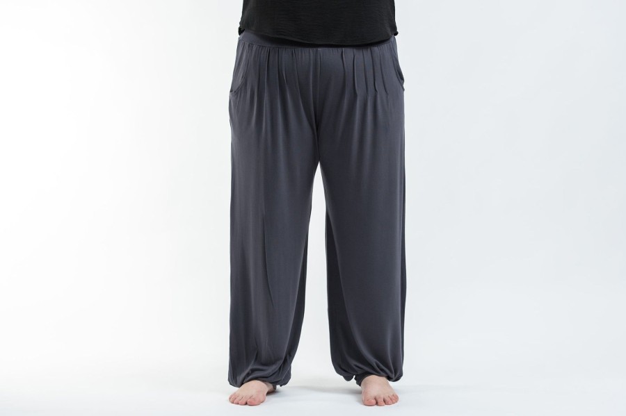 Plus Size HaremPants | Plus Size Cotton Women Harem Pants In Solid Gray