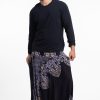 Men HaremPants | Floral Vines Drop Crotch Men'S Harem Pants In Black