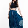 Women HaremPants | Mandala Print Drawstring Low Cut Harem Pants Cotton Spandex In Turquoise