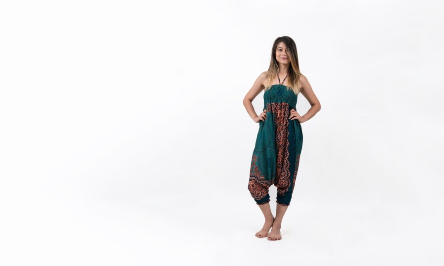 Women HaremPants | Geometric Mandalas 2-In-1 Jumpsuit Harem Pants In Turquoise