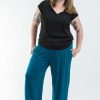 Plus Size HaremPants | Plus Size Cotton Women Harem Pants In Solid Blue