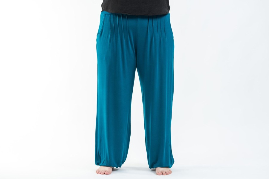 Plus Size HaremPants | Plus Size Cotton Women Harem Pants In Solid Blue