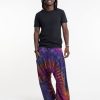 Men HaremPants | Tie Dye Cotton Men Harem Pants In Purple Rainbow