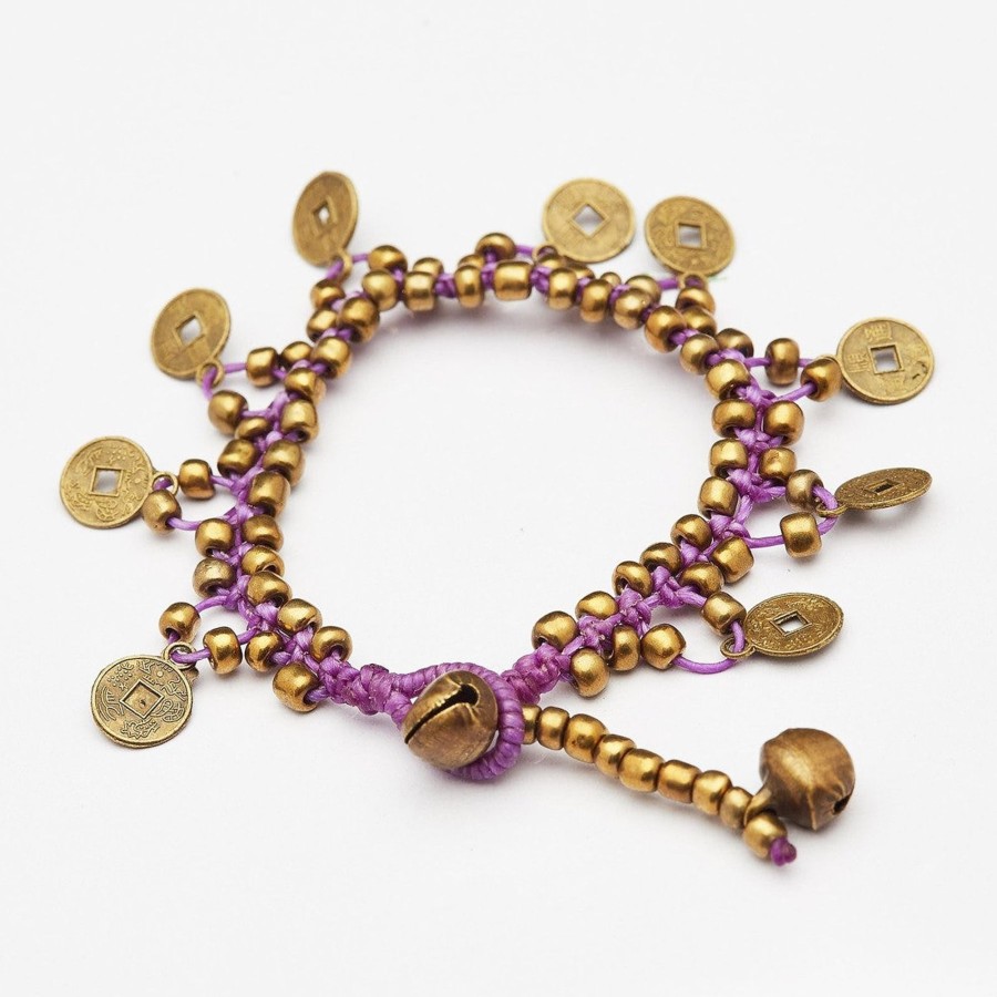 Accessories HaremPants | Chinese Coin Waxed Cotton Bracelets In Violet