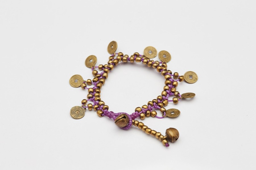 Accessories HaremPants | Chinese Coin Waxed Cotton Bracelets In Violet