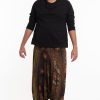 Plus Size HaremPants | Plus Size Peacock Eyes Drop Crotch Men'S Harem Pants In Brown