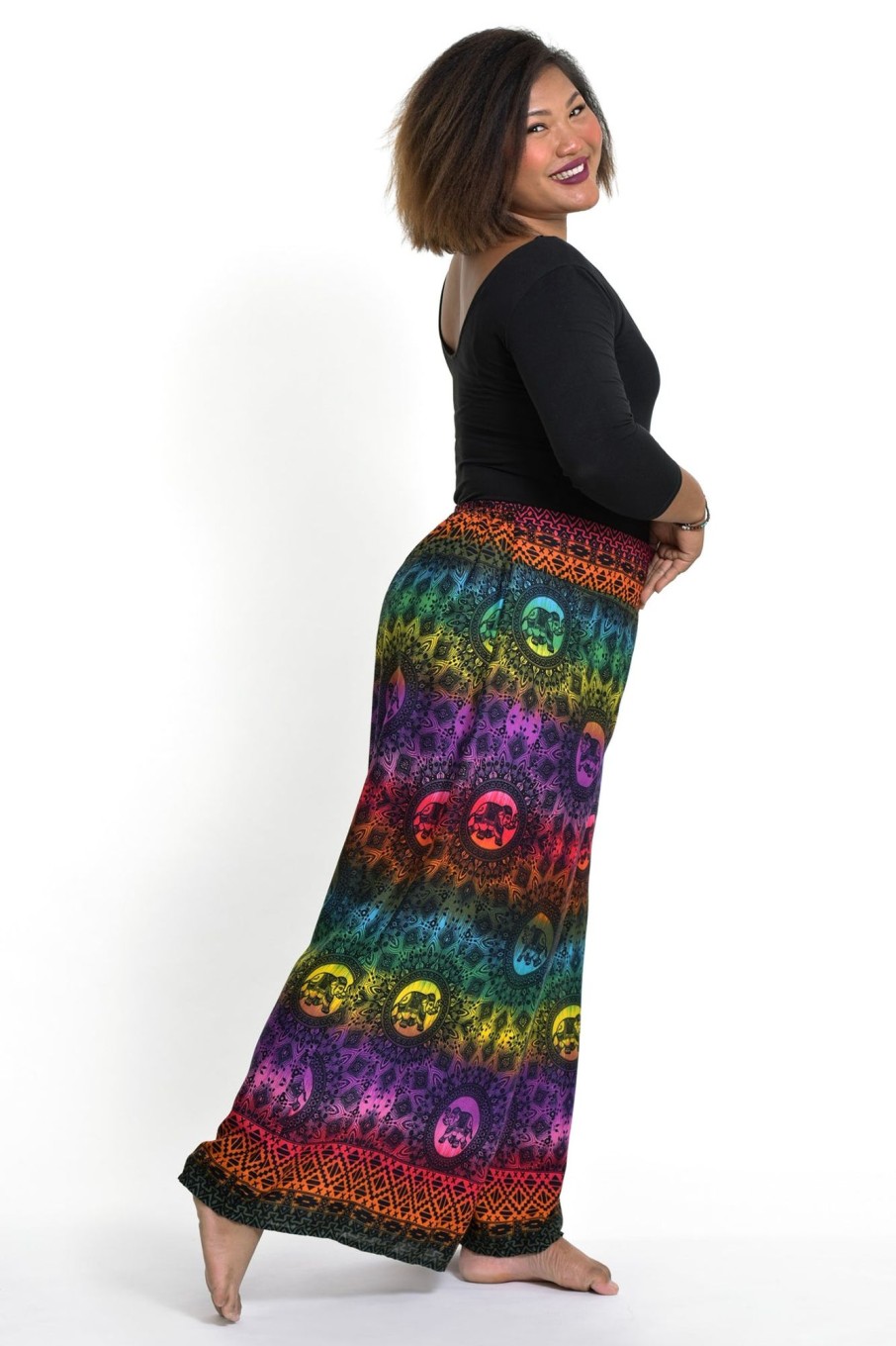 Plus Size HaremPants | Plus Size Rainbow Elephant Palazzo Style Elephant Pants In Purple